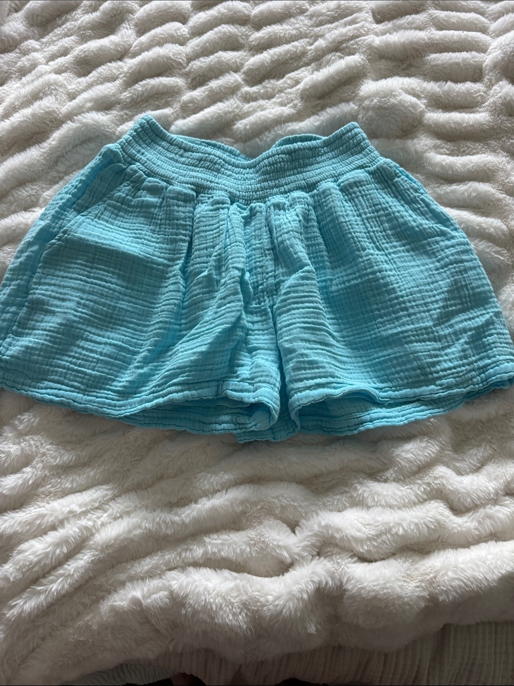 Elan Aqua High-Waist Gauze Shorts